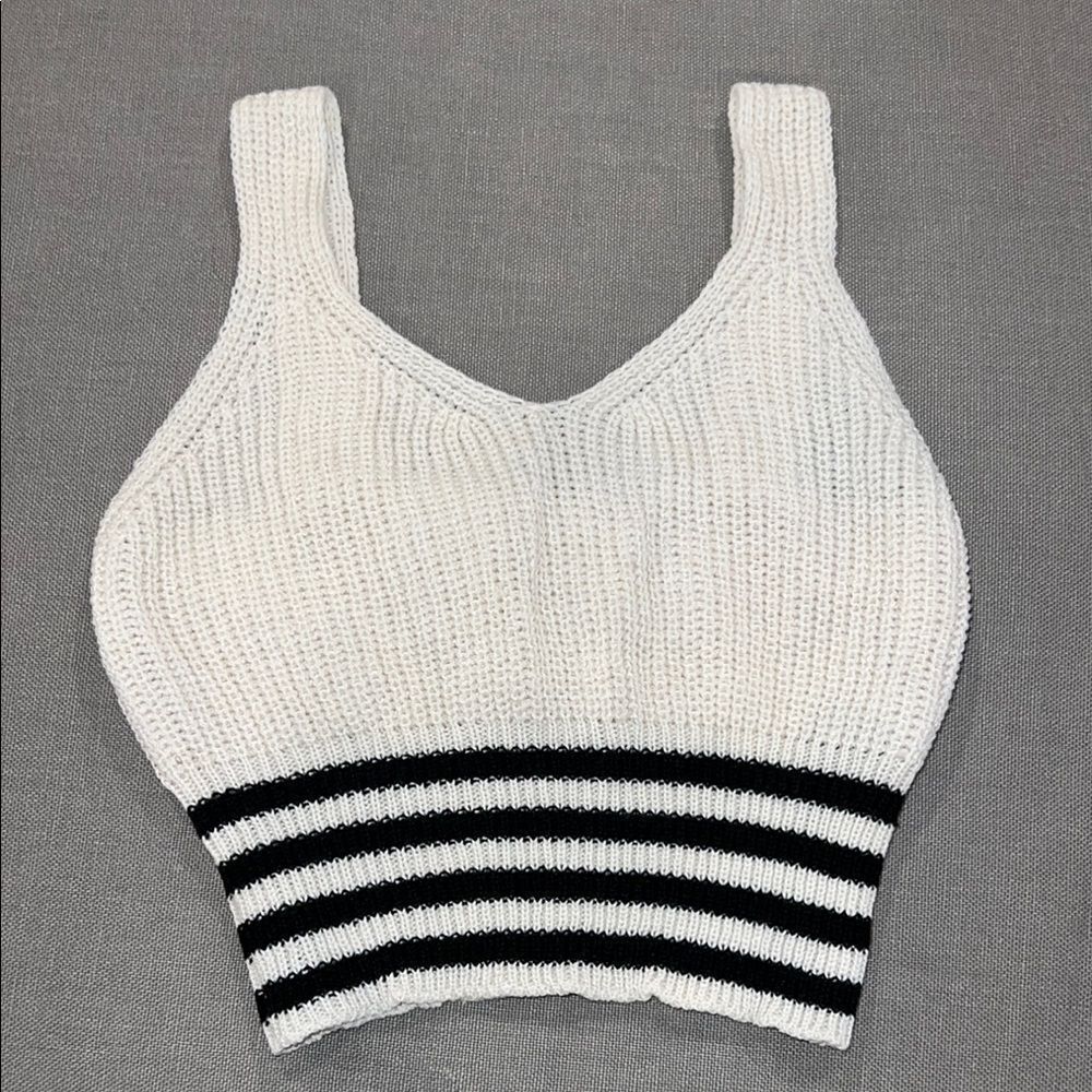 SHEIN Cream Cropped Tank with Striped